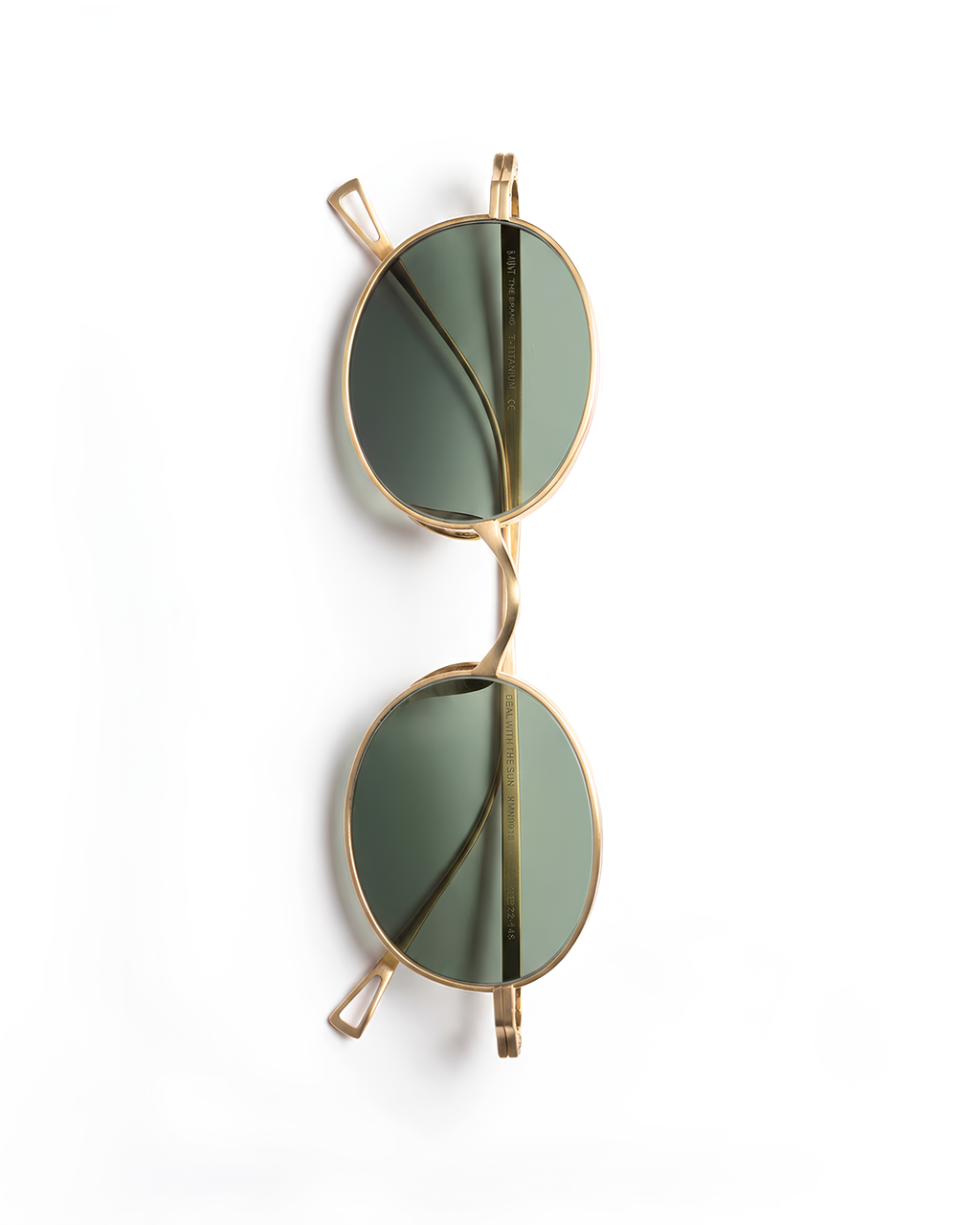 Faust 04 Viridis refined oval brushed gold titanium sunglasses with deep green lenses